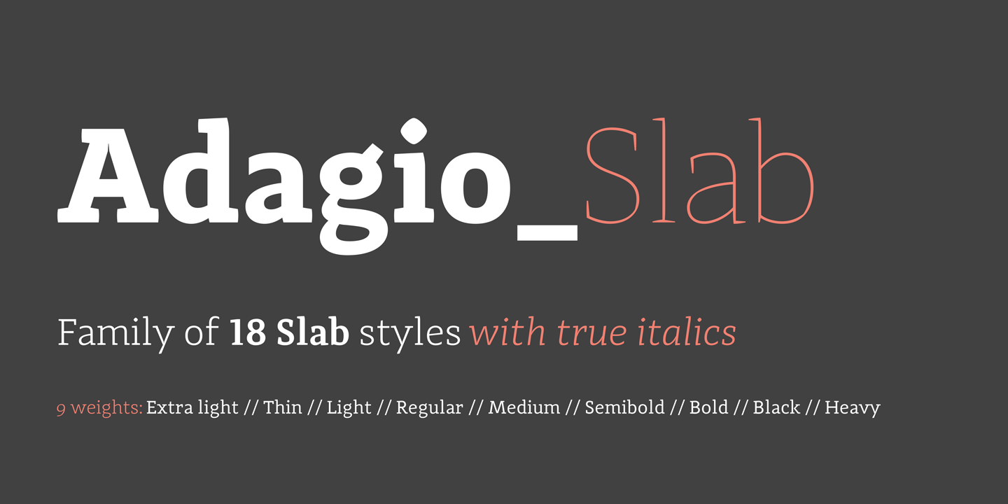 Пример шрифта Adagio Slab Medium italic